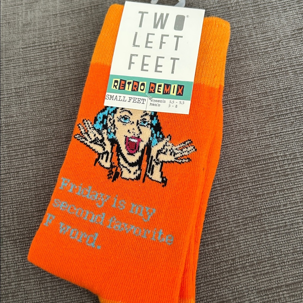 TWO LEFT FEET Retro Remix Crew Socks Friday Theme Small feet size NWT